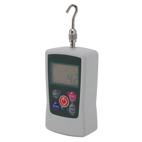 Straight Shooting Digital Force Gauge For Push And Pull Applications Featuring A High Resolution Backlit Display and Tight Tolerance from 30 to 300 Newtons, showing force measurement.