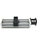 XYZ Axis Slide Table Linear Actuator NEMA23 Motor Hauls 100KG Loads Rock Solid Construction Dead Nuts 0.03mm Accuracy Slick Ball Screw 900mm Stroke side view showing ball screw and actuator frame