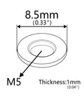 8.5mm outer diameter M5 washer with 1mm thickness, part of Badass Grade 5 Titanium Flat Washers For M5 Metric Bolts With Burnt Blue Finish 10 Pack.