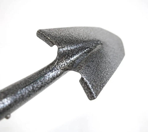Close-up of 6x8 beveled blade on Compact 30 Inch Mini Shovel For Precision Digging, Tiny Garden Spade