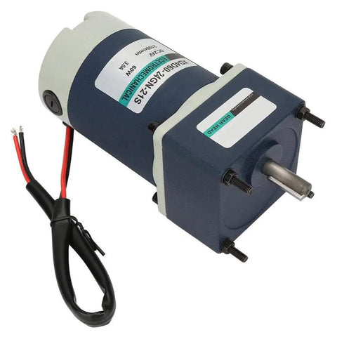 High Power Dc Geared Motor With Hella Robust Metal Gears And Badass Torsion Capability For Effortless Adjustable Speed Control On Pro Grade Builds Reaching Eighty Five Rpm On Twenty Four Volts, showing 24V motor with wires.
