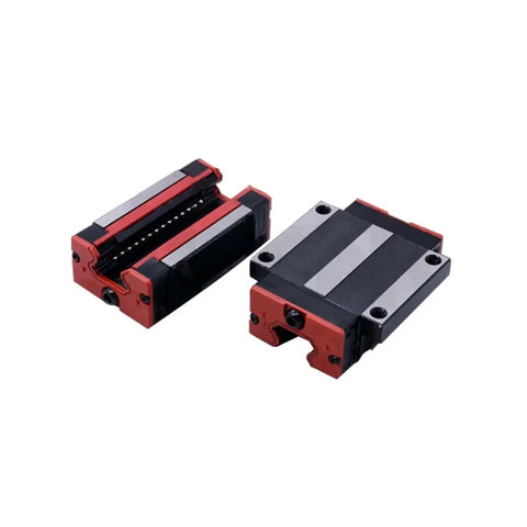 HGR45 Linear Guide Kit Offers Two Slick Rectangular Rails Paired With Four Precision Carriages, featuring red and black design, for CNC rigs