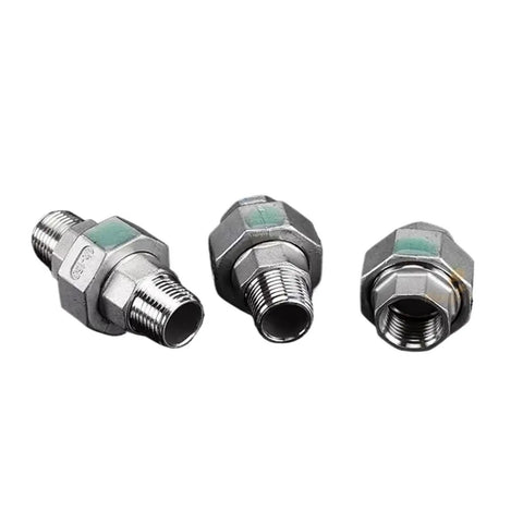 304 Stainless Steel Piping Union Set 1 1/4 Inch To 3 Inch BSPT Female To Male Thread Joint Tube Connectors DN50