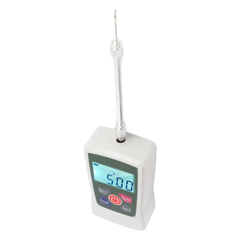 Rock Solid Digital Force Meter With Crisp Backlit Screen For Kickass Push And Pull Measurements Up To Fifty Newtons shown with display.