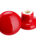 No Sweat Red Ceramic Cabinet Knobs Paired With Round Mushroom Door Pulls Plus Ready To Install Screws for kitchen cupboard refresh.