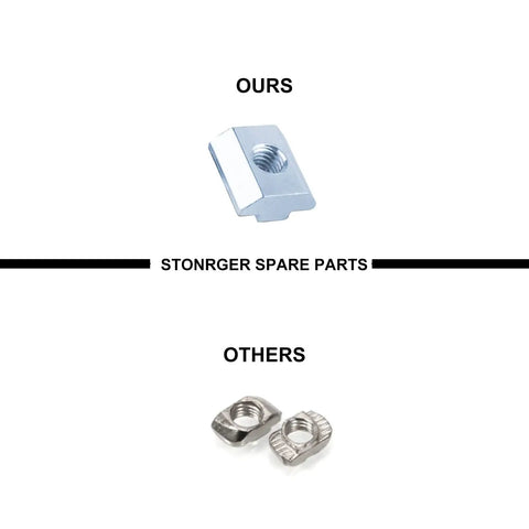 Heavy Duty 2040 Aluminum Profile Corner Brackets Kit Featuring M5 T Slot Nuts image comparing quality of our bracket and others