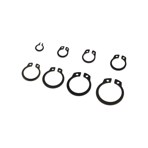 200 Piece Internal External Retaining Ring Kit With C Clips Snap Rings In Carbon Steel Sizes M6 Through M20 Dark Finish Durable Set For Automotive Machinery And Home Projects, assorted rings