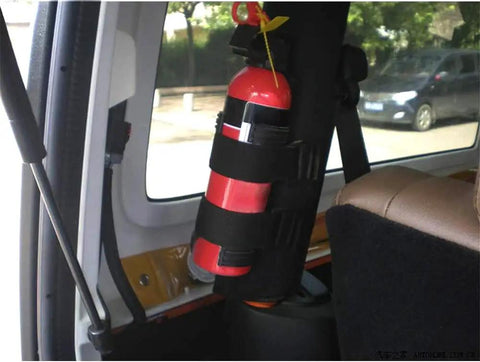Durable Fire Extinguisher Holder With Adjustable Mount Strap For Jeep Wrangler JK JL TJ CJ YJ And 2020 2023 Gladiator JT Black Built From Tough Polyester Oxford