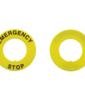 Five Real Deal Packs Of Bright Yellow Emergency Stop Button Bushings For Panel Switch Upgrades, 22X40Mm Heavy Duty Plastic Gaskets displaying two yellow gaskets.