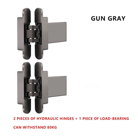 Hidden Door Hinges Set With Automatic Self Closing And Adjustable Hydraulic Buffer For Secret Doors Concealed Cross Design