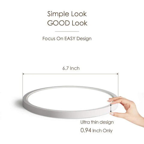 Two Pack 15W Flush Mount LED Ceiling Light 1500 Lumens Daylight 5000K Low Profile Ceiling Fixture 6.7 inch round thin design