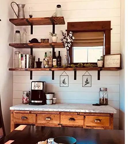 Heavy Duty Industrial Floating Shelf Wall Brackets For True 10 Inch Lumber Boards Built Like A Tank Forged Steel Bracket Set in kitchen design.
