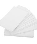 Straight Up Premium White Pvc Cards Bulk Pack Standard Eighty Five By Fifty Four Millimeter Size stacked for printing custom badges.