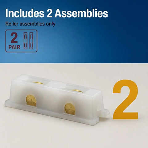 Top Shelf Sliding Window Roller Assembly Two Pack Featuring 7/16 Inch Brass Rollers With Sturdy Nylon Housing For No Sweat Snap Install and smooth operation.