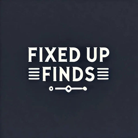 Fixed Up Finds logo on a dark background, featuring stylized text and decorative elements.