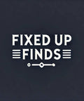 Image of the logo for Fixed Up Finds in stylish white font against a dark background.