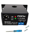 AC Current Sensing Relay for 0 to 30 Amps Normally Open Switch Output with screwdriver and screws for industrial control setup