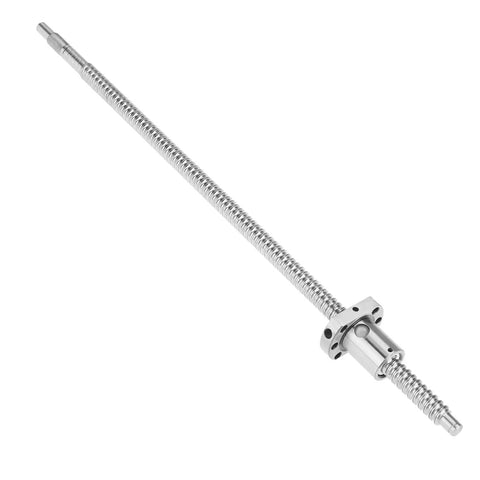SFU1204 Rolled Ballscrew Ballnut 400mm Length Featuring True Anti Backlash Tech, silver lead screw visible