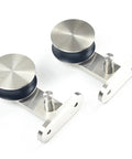 Heavy Duty Sliding Barn Door Hardware Kit Stainless Steel Top Mount Track with smooth rolling wheels and solid brackets.