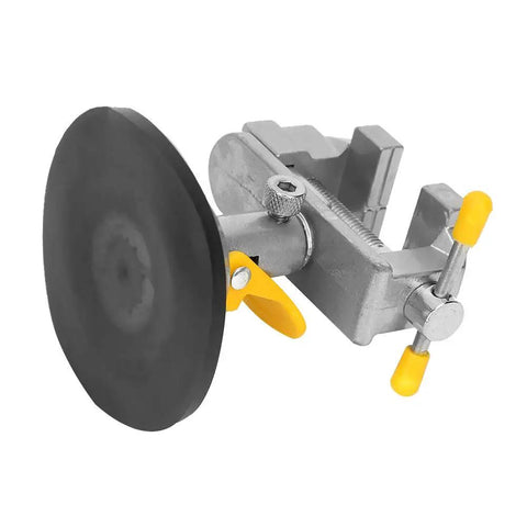360 Degree Rotating Table Vise With Suction Cup Base For Jewelry Repair And DIY Bench Work Compact Lightweight Portable Clamp For Stable Hold And Easy Angles On Any Surface, gray metal vise with black suction base
