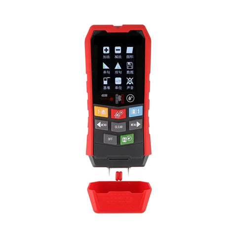 Hit The Mark With This Solid Performing Wall Scanner And Stud Finder Featuring Adjustable Sensitivity For Pinpoint Detection Of Metal Pipes Electrical Lines And Hidden Blockages To Make Home Projects Total No Sweat Effort, red handheld device with buttons and display.