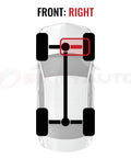 Top Shelf Front Right Strut And Coil Spring Assembly For Toyota Camry 3.0L V6 location diagram highlighting front right position.