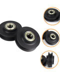 Heavy Duty Sliding Gate Bearing Rollers 4 Pack Nylon Wheels For Inverted Tracks, close-up view of durable nylon wheels.
