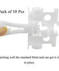Workhorse Vertical Blind Repair Carrier With Stem 10 Pack White Replacement Parts For Window Blinds close-up of plastic clip for easy installation.