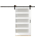 Frosted Sliding Barn Door With Full Hardware Kit Included Goes On Like Butter Smooth Glide Track For Modern Home Setup - Front view of white frosted sliding barn door, features sleek design and simple installation.