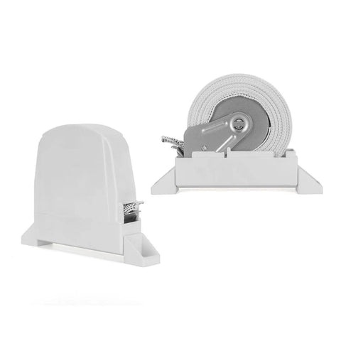 Hassle Free Screw On Roller Shutter Belt Winder Repair Kit With Sturdy 19 Inch Strap showcased in two angles for window blind cord management.
