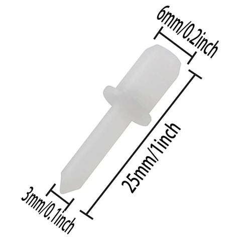 Heavy Duty Nylon Shutter Pins 20 Pack Replacement Louver Repair Clips For Window Blinds, 25mm white plastic clip close-up.
