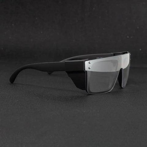 Go To Transition Photochromic Safety Glasses With UV400 Grey Lenses And Ansi Z87 Impact Resistant Wraparound Frame side view