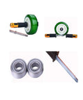 Hardcore Abdominal Wheel Trainer With Longer Wide Handles For Floor Friendly Dead Silent Core Grinding Sessions And Sweaty Home Gym Six Pack Gainz featuring green wheel and alloy handles.