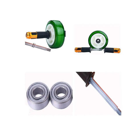 Hardcore Abdominal Wheel Trainer With Longer Wide Handles For Floor Friendly Dead Silent Core Grinding Sessions And Sweaty Home Gym Six Pack Gainz featuring green wheel and alloy handles.