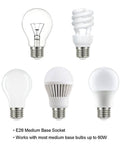 E26 medium base socket bulbs displayed, compatible with Outdoor Wall Light Sconce 2 Pack Black Waterproof D Shaped Mount Modern
