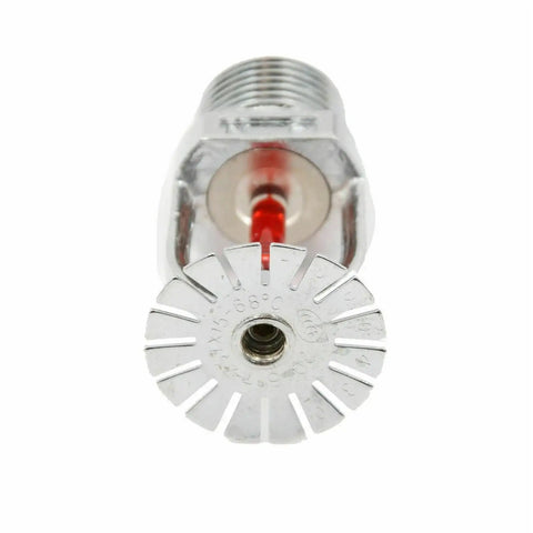 Top Tier 10 Pack Fire Sprinkler Heads Rated 155 Degrees F Quick Response Pendent Style with red glass bulb close-up view.