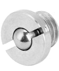 Kickass Stainless Steel Spring Loaded Ball Plungers M5X5 Threaded Set Featuring Flanged Heads And Ridiculously Smooth Action showing a close-up view of a stainless steel ball plunger.