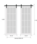 Straight Up No Hassle Sliding Double Barn Doors With Slick Stainless Rail Kit And Heavy Duty Hardware Set For Easy Install in 42x96 inches.