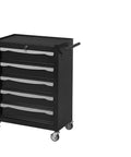 Heavy Duty Rolling Tool Chest With Locking Drawers And Ironclad Keyed Security, black metal tool storage cart with wheels.