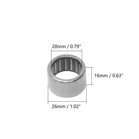 HF2016 Two Piece Needle Roller Bearings One Way Clutch Assembly dimensions 20mm bore 26mm outer diameter 16mm width GCr15 steel