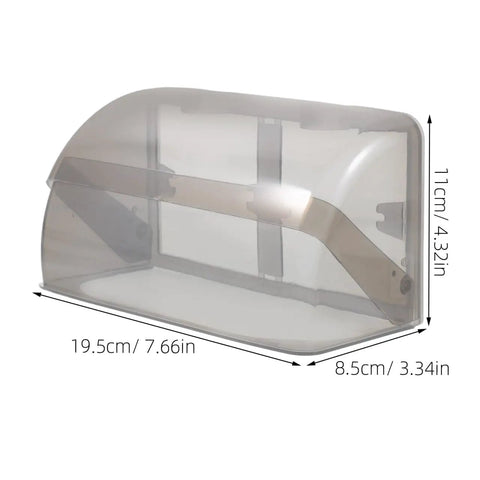 Tough As Nails Outdoor Waterproof 2 Gang Outlet Cover, transparent plastic, 19.5cm x 8.5cm x 11cm, protects sockets from weather.