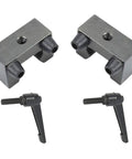 Precision Linear Guide Rail Stopper Block With Cushion Pad For 15Mm HGH15 Tracks, set of two steel blocks with handles.