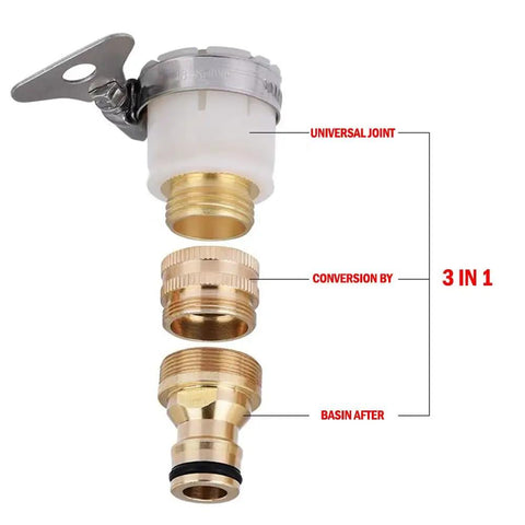 Brass Hose Barb Connector Set 5 Pcs Water Pipe Fittings Pro Grade Universal Garden Adapters for various tap sizes