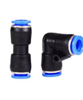 Hot Pick Bulk 50 Or 100 Pack PV PU Pneumatic Fittings Water Pipe Connector Tube Quick Couplings Release Joint Push In For Air Hose 4mm 6mm 8mm 10mm 12mm 16mm Garden PVC Tubing Easy Install black push-in pneumatic fittings with blue release rings