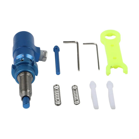 Premium Plunger Button For Recurve Bow Precision Arrow Rest Pressure Screw in blue aluminum with tools for setup.