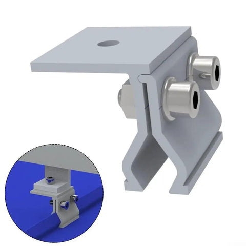 Rock Solid Aluminum Alloy Roof Clamp With Stainless Steel Screws Heavy Duty Solar Panel Mount Hardware on rooftop.