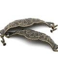 Prime Sleek Distressed Antique Brass Seashell Cabinet Pulls 8 Piece Set Embossed Furniture Cup Handles with screws