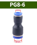 Pro Grade Pneumatic Push In Straight Reducer Fittings Kit For Air Hose And PU Tubing PG8 6, 8mm to 6mm size