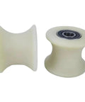 Tough As Nails U Shaped Groove Nylon Pulley Replacement Roller Wheel For Heavy Duty Sliding Door Track Guide Assembly With Double Bearing Smooth Glide Lift System D113 By W200 Hole 17, showing white nylon pulley.