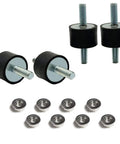 Rock Solid 4 Pack M8 Double Stud Rubber Isolator Mounts Measuring 30X20mm With Zinc Coated Steel And Hex Locknuts.